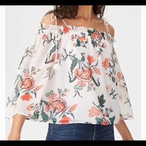 Club Monaco White Floral Print Janou Blouse Size S - Picture 3 of 9